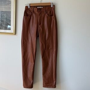 Abercrombie & Fitch Chestnut Curve Love 90’s Straight High Rise Leather Pants